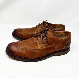 Johnston & Murphy Mens Brown Leather Wingtip Oxford Dress Shoes Size 12M